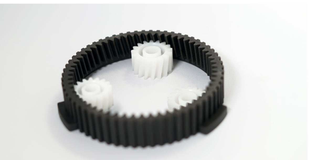 detail of a black technopolymer gear